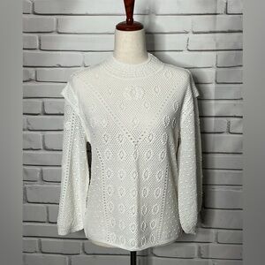 White House Black Market Textured White Blouse